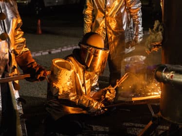 For Advanced Materials and Manufacturing research, Georgia Southern faculty operate welding equipment.