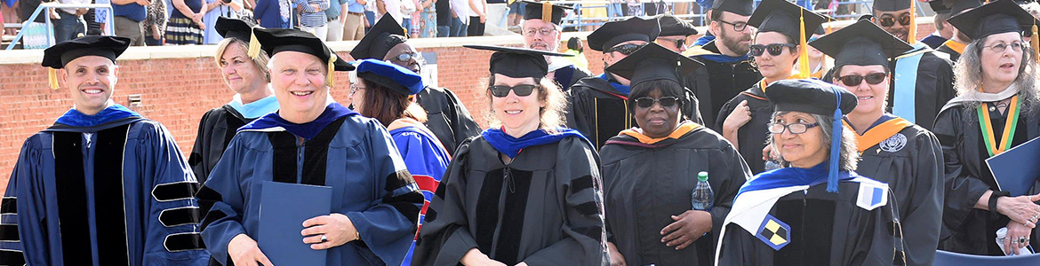 Faculty and staff attending a georgia southern graduation ceremony.