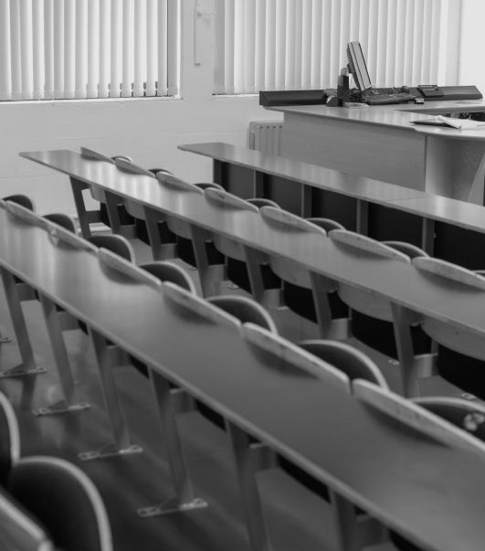 Desks in a classroom for Georgia Southern's College of Science and Mathematics