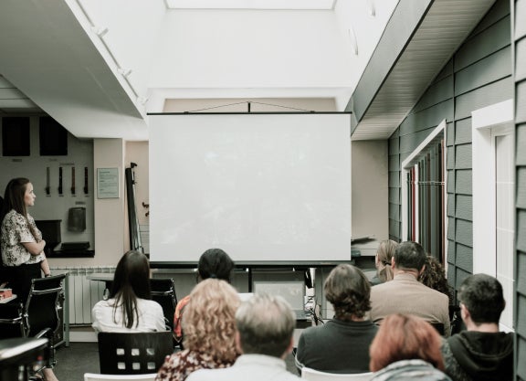 A Georgia Southern classroom filled with students.