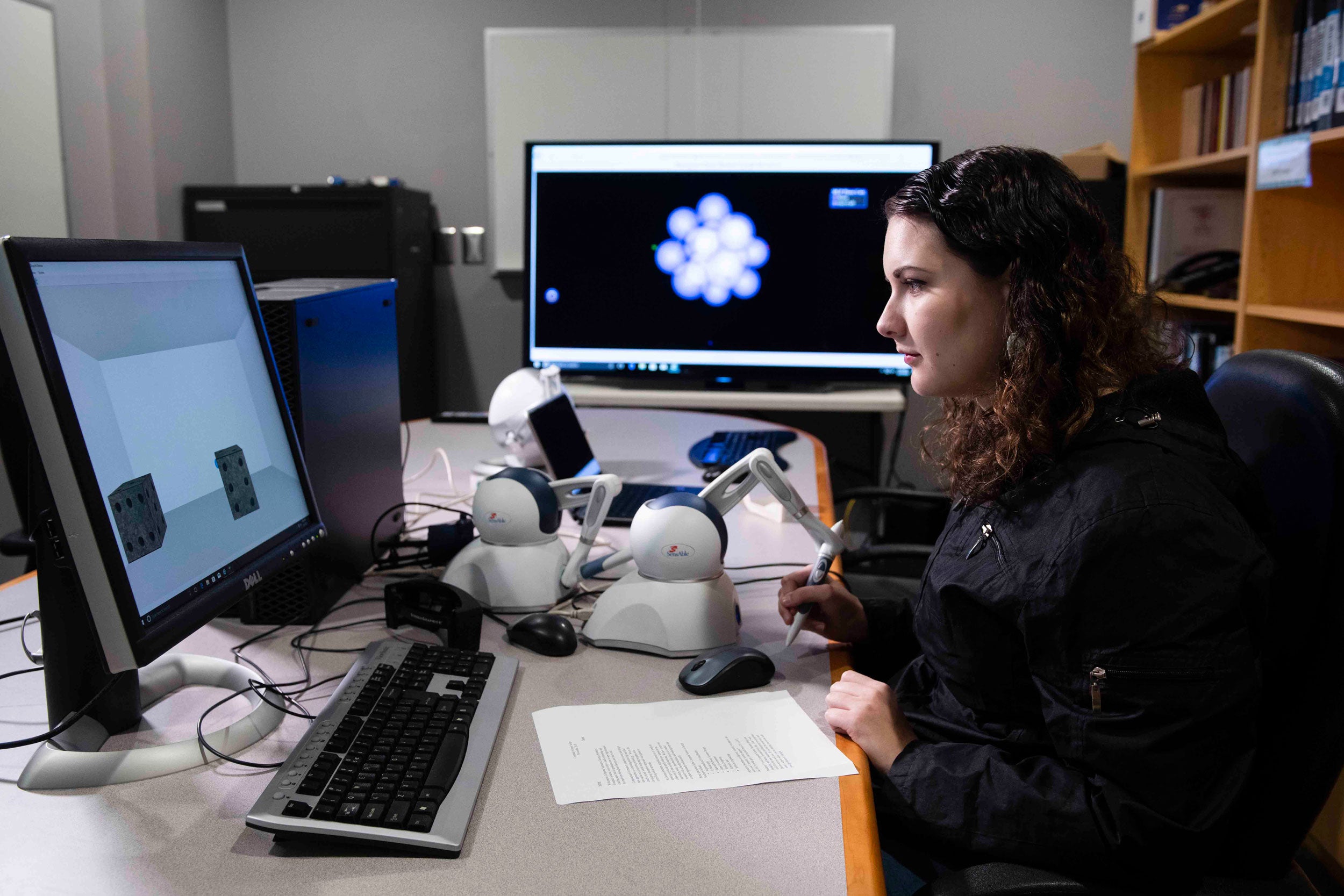 A Georgia Southern student works with a computer