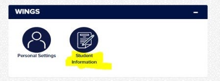 Student Information is the second option under the WINGS heading.