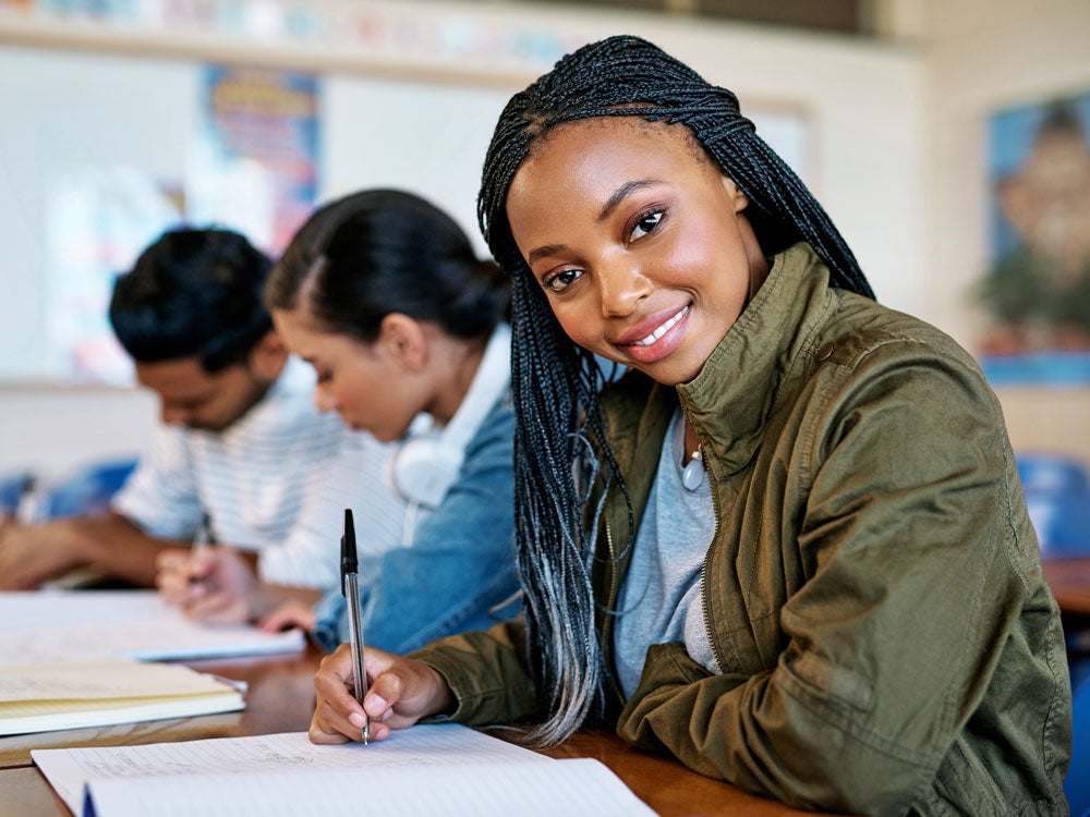 georgia southern english major in classroom, with other students in bright environment