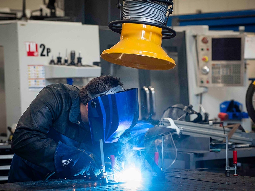 Georgia Southern student welding materials