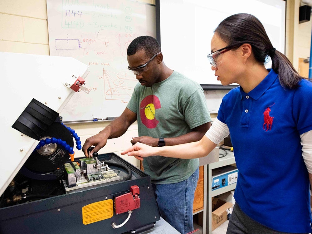 Georgia Southern's Manufacturing Engineering, BS program student researching with a professor