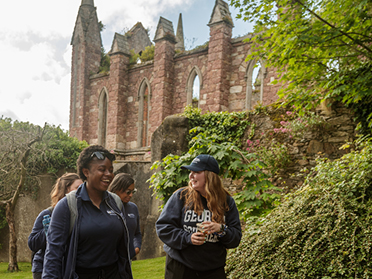 Georgia Southern MPH students walk in a group outside the Wexford, Ireland campus