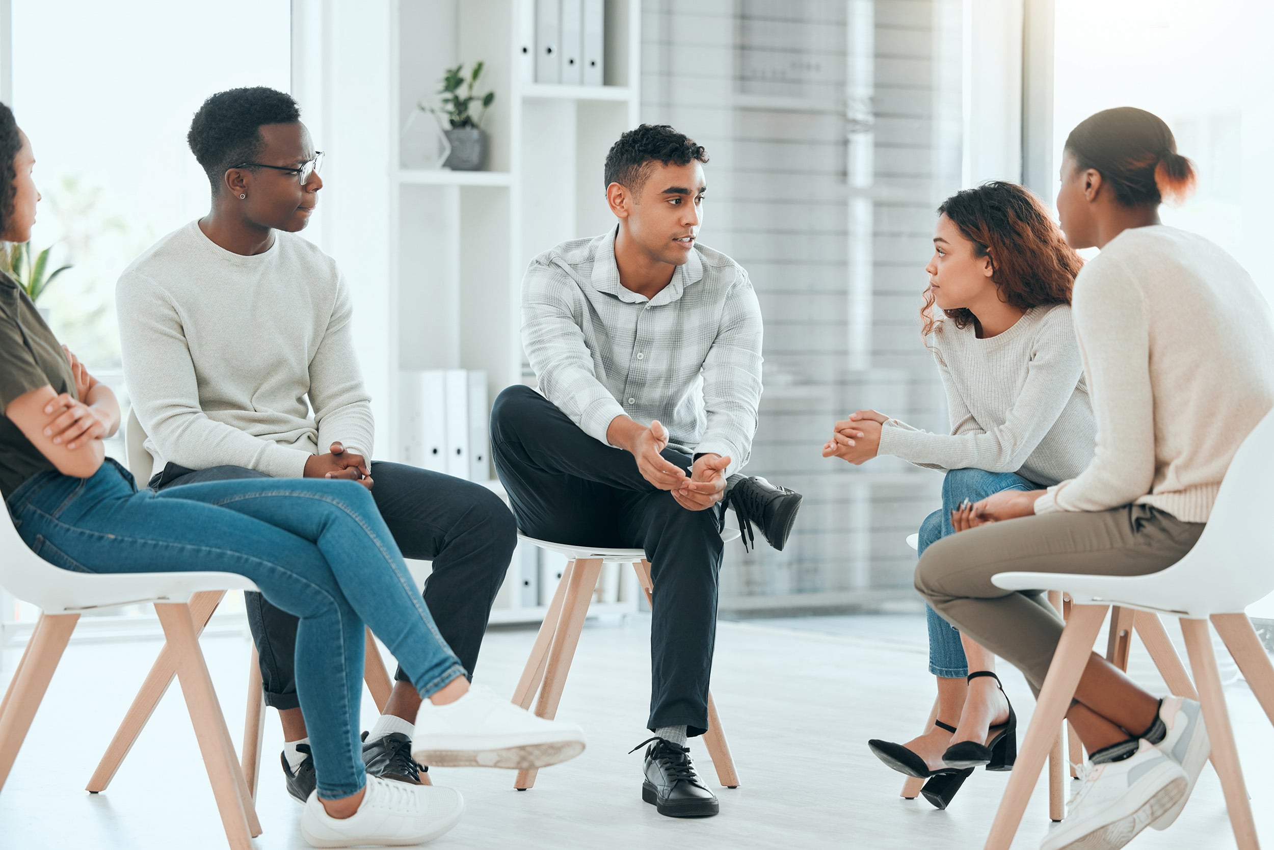 A student from Georgia Southern's M.Ed. in Clinical Mental Health Counseling program talks to clients during a group counseling session